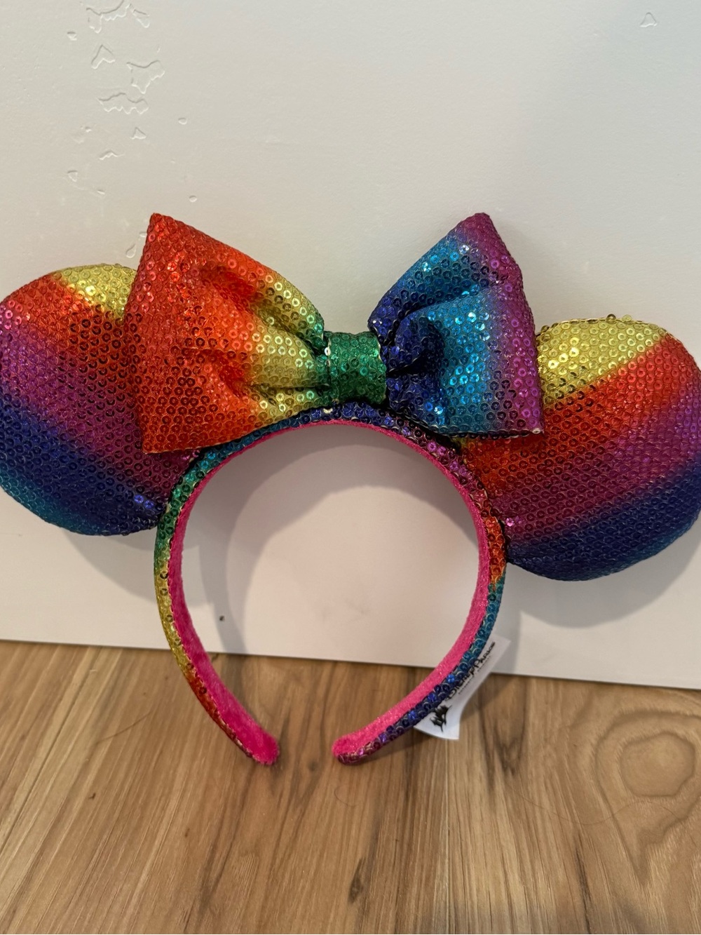 Disney Parks Rainbow Sequin Minnie Ears Headband Colorful Pride Disneyland